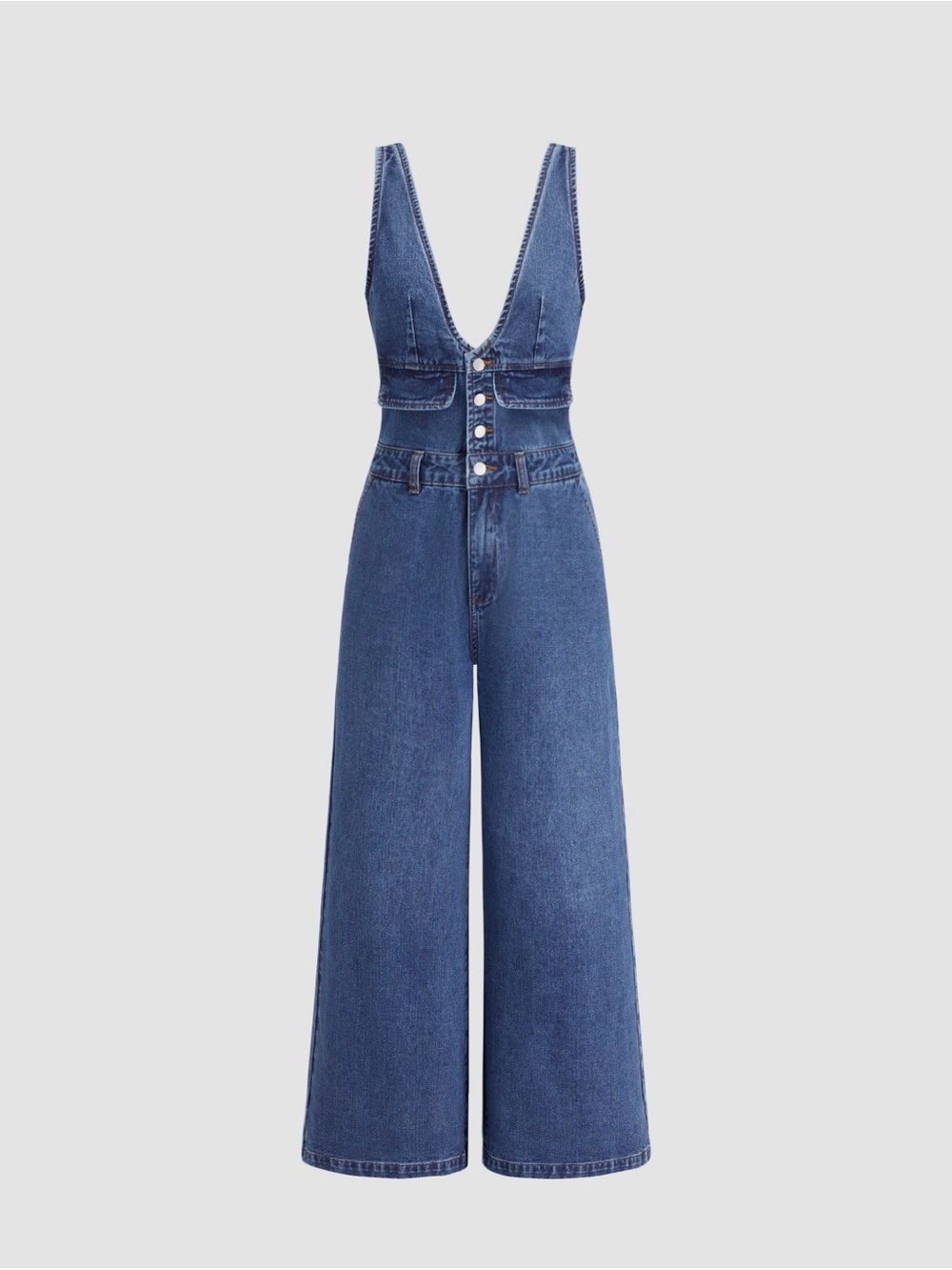 Cider Blue Wide-Leg Denim Overalls